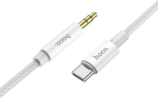 Hoco Hoco UPA19 Geflochtenes USB 2.0 Kabel USB Typ-C Männlich - 3,5 mm Silbers 1m