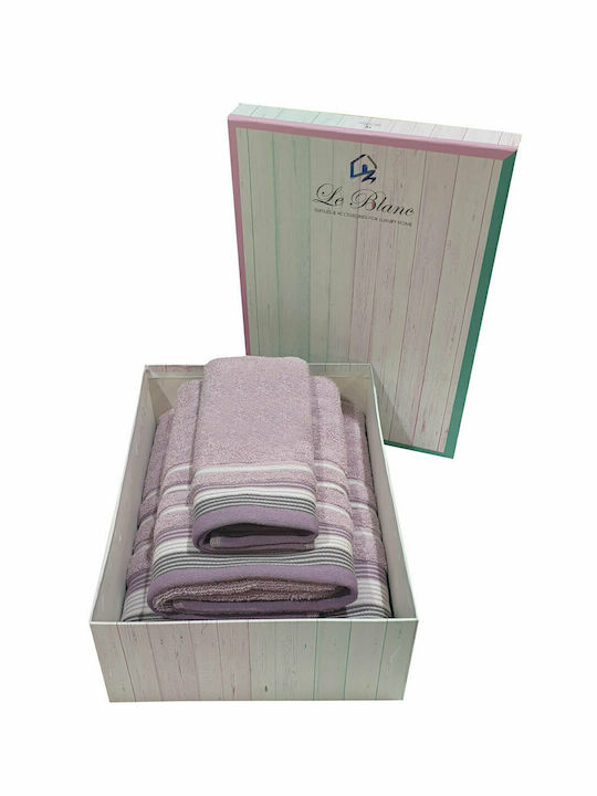 Le Blanc Hand Towel Satin Stripe 30x50cm Lilac 500gr/m²