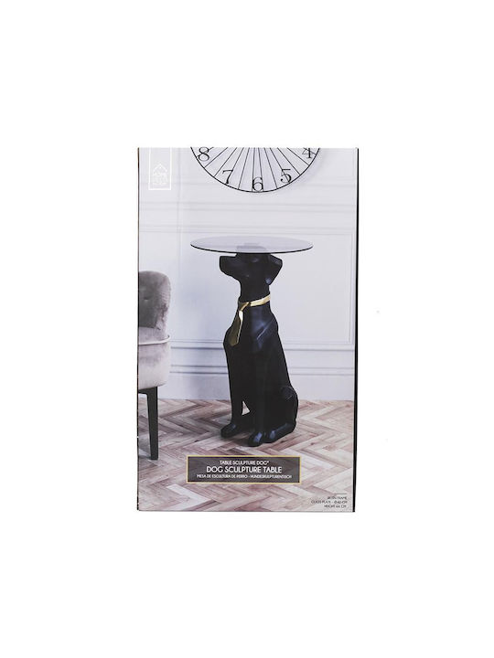 Round Side Table Dog Glass Black M15xW15xH66cm