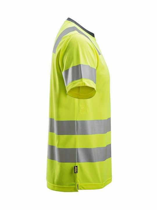 Snickers Workwear AllroundWork Arbeit T-Shirt Gelb mit Reflektierenden Streifen
