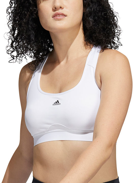 Women's Athletic Sports Bra White with Lining and Removable Padding