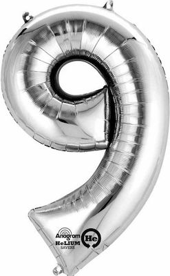 Balloon Foil Number 9 Silver 40cm