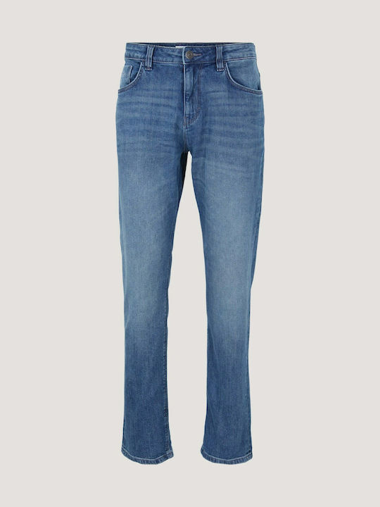 Ανδρικό Παντελόνι Τζιν Ελαστικό με Slim Straight Εφαρμογή Μπλε