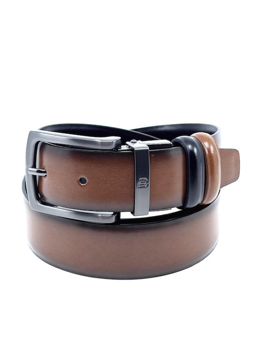 Double Sided Men's Belt Leather Double Sided Black / Taba
