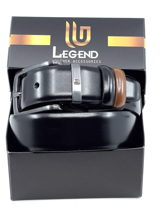 Double Sided Men's Belt Leather Double Sided Black / Taba