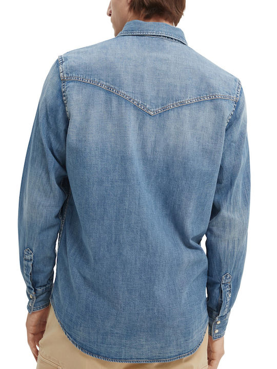 Scotch & Soda Men's Shirt Long Sleeve Denim Blue