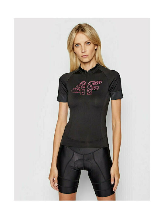 4F Femei Mâneci scurte Tricou de ciclism Negru