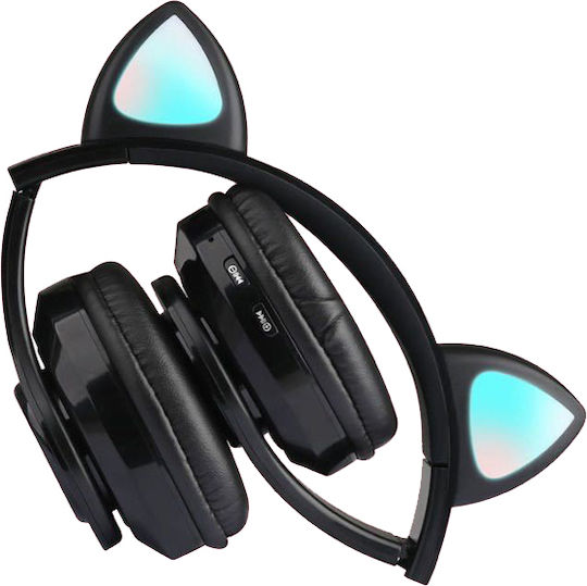 Cat Ear Led Fără fir Bluetooth Pentru copii On Ear Căști cu 10 ore de Funcționare Negre