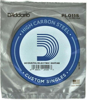 Daddario Single Steel String for Electric Guitar Single Plain .0115"