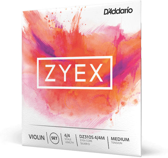 Daddario Μονές Silver Plated Χορδές 4τμχ για Βιολί 4/4 Zyex Medium 4/4 Silver D