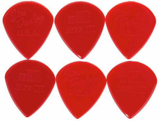 Dunlop Guitar Picks Jazz III Nylon Thickness 1.38mm Set 6pcs