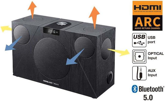 Crystal Audio Ηχοσύστημα 6.1 3D-75 WiSound 381263 100W με Digital Media Player και Bluetooth Μαύρο