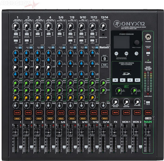 Mackie Onyx12 Αναλογική Κονσόλα 12 Καναλιών με Phantom Power & 8 Εισόδους XLR & Bluetooth
