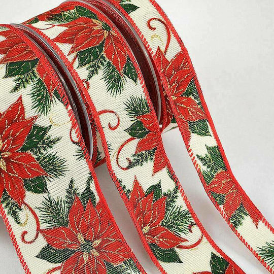 Iliadis Clasic Poinsettia Christmas Ribbon Red 900x6.7cm 1pc