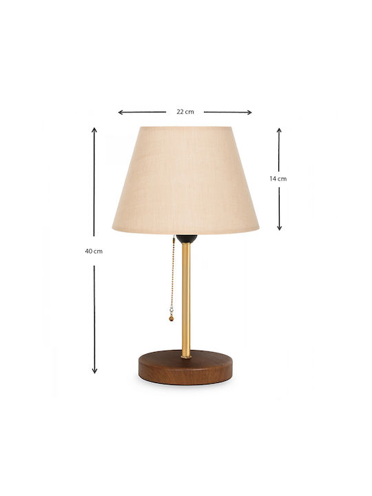 Megapap Tipton Metal Table Lamp for Socket E27 with Beige Shade and Gold Base