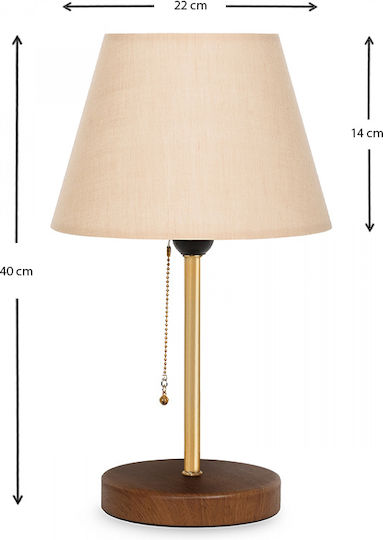 Megapap Tipton Metall Tischlampe für Fassung E27 mit Beige Schirm und Gold Basis