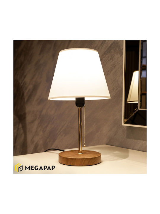 Megapap Tipton Metall Tischlampe für Fassung E27 mit Weiß Schirm und Gold Basis