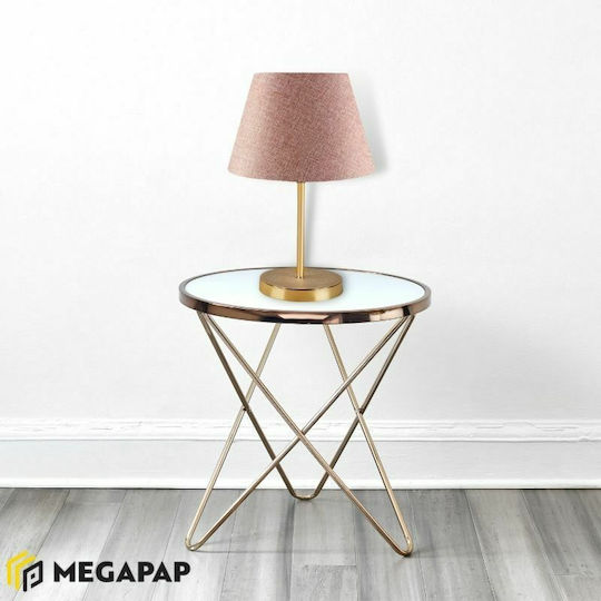 Megapap Rosenthal Πορτατίφ για Ντουί E27 με Ροζ Καπέλο και Χρυσή Βάση