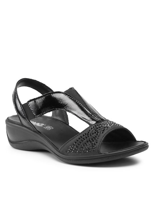 Imac Anatomic Women's Leather Ankle Strap Platforms Black