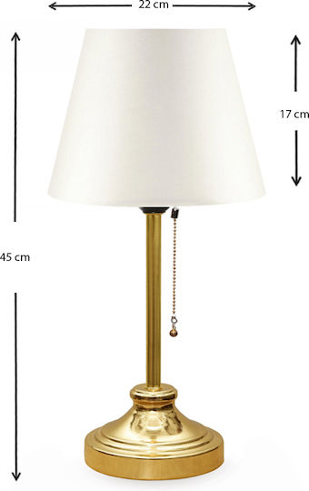Megapap Harrison Metal Table Lamp for Socket E27 with White Shade and Gold Base