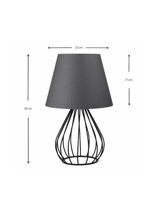 Megapap Akerlind Metal Table Lamp for Socket E27 with Black Shade and Base