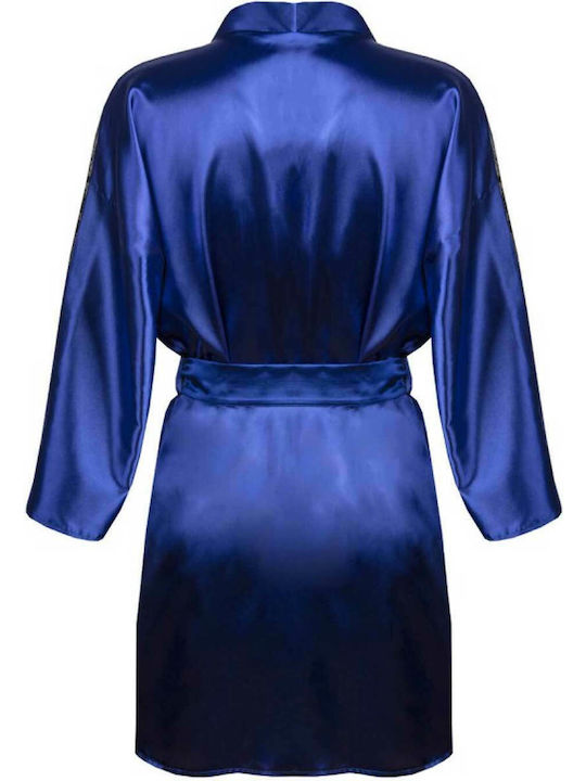 Dkaren Giselle Women's Winter Satin Pajama Robe Blue