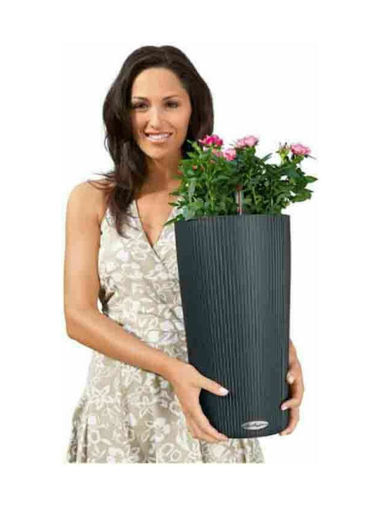 Lechuza Cilindro Self-watering Pot Plastic Slate 32x32x56cm.