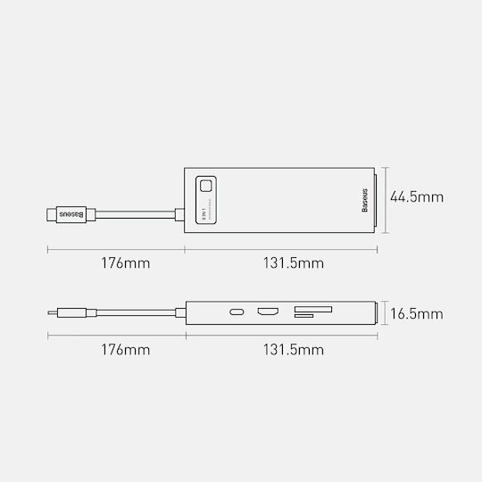 Baseus Metal Gleam Series 8in1 USB-C Docking Station mit HDMI 4K PD Ethernet Blau