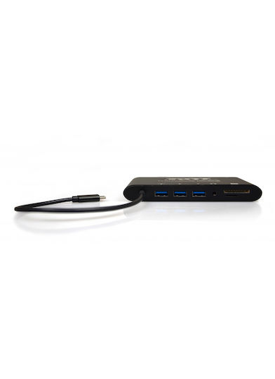 Port Designs Travel 1 x 4K USB-C Docking Station with HDMI/DisplayPort 4K PD Ethernet and Connection for 2 Monitors Black