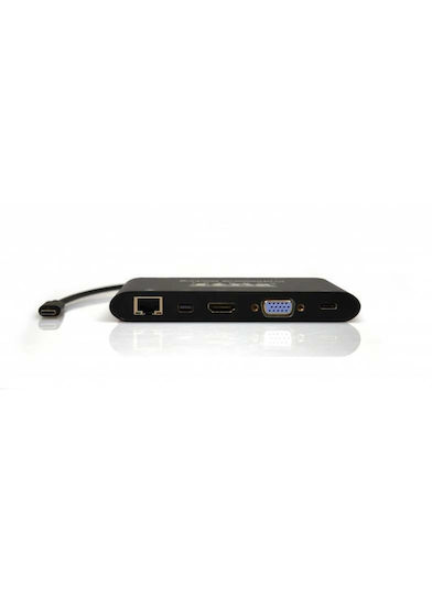 Port Designs Travel 1 x 4K USB-C Docking Station with HDMI/DisplayPort 4K PD Ethernet and Connection for 2 Monitors Black