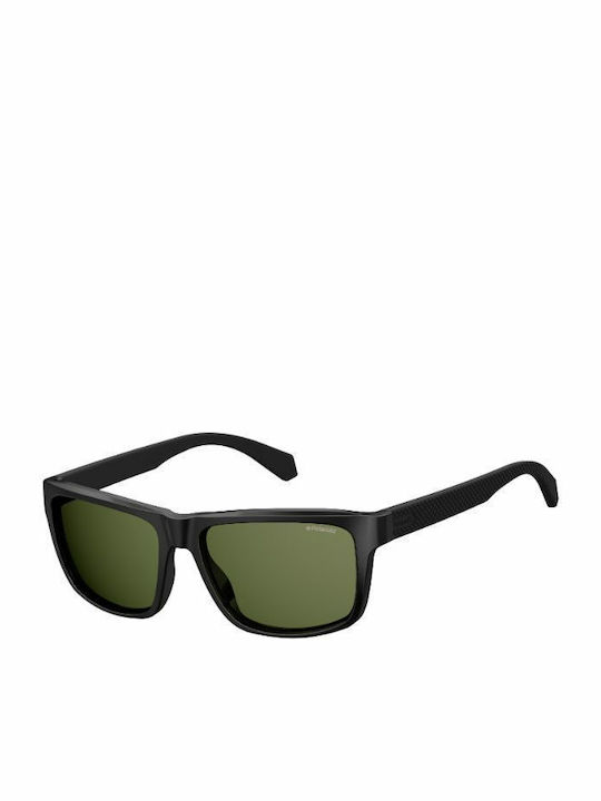 Polaroid Men's Sunglasses with Black Horn-Rimmed Frame and Grey Polarized Lens PLD2058/S 003/M9