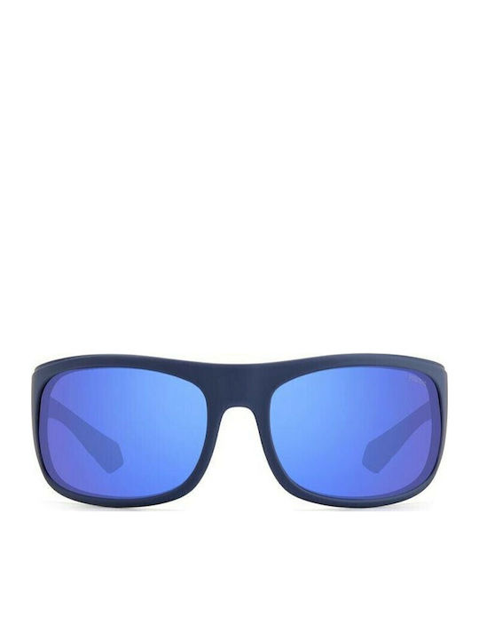 Polaroid Men's Sunglasses with Blue Plastic Frame and Blue Polarized Mirror Lens PLD2125/S XW05X