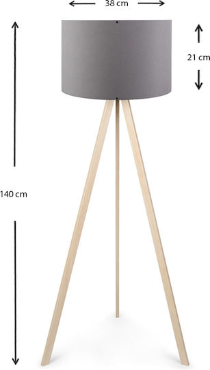 Megapap Rosling Lampa de podea Î140xL38cm. cu Soclu pentru Bec E27 Gri