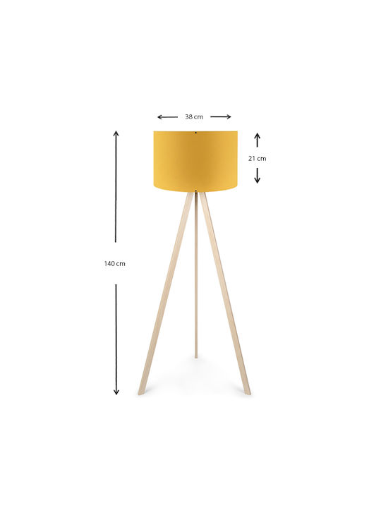 Megapap Rosling Floor Lamp H140xW38cm. with Socket for Bulb E27 Yellow