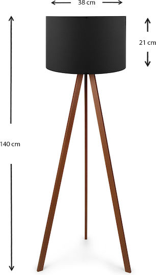 Megapap Rosling Lampa de podea Î140xL38cm. cu Soclu pentru Bec E27 Negru