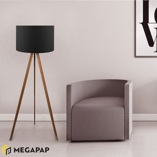 Megapap Rosling Lampa de podea Î140xL38cm. cu Soclu pentru Bec E27 Negru