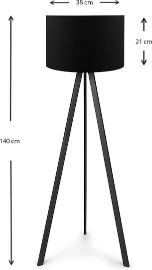 Megapap Rosling Lampa de podea Î140xL38cm. cu Soclu pentru Bec E27 Negru
