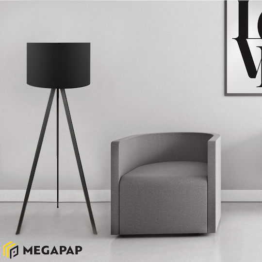 Megapap Rosling Lampa de podea Î140xL38cm. cu Soclu pentru Bec E27 Negru