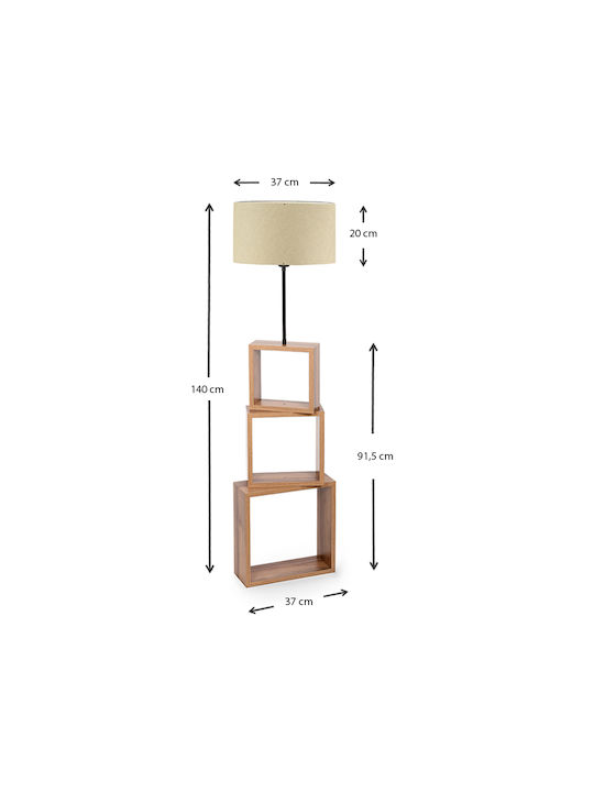 Megapap Claude Floor Lamp H140xW37cm. with Socket for Bulb E27 Beige