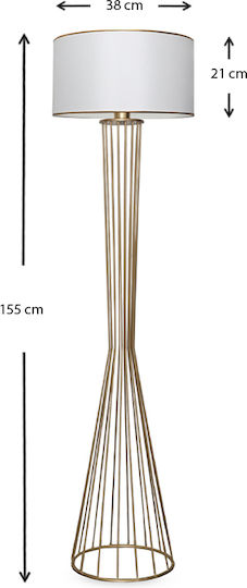 Megapap Clarke Floor Lamp H155xW38cm. with Socket for Bulb E27 White