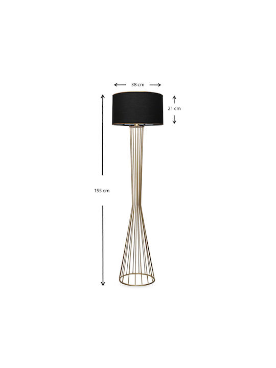 Megapap Clarke Floor Lamp H155xW38cm. with Socket for Bulb E27 Black