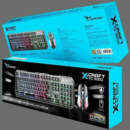 Alcatroz X-Craft XC3000 Σετ Gaming Πληκτρολόγιο με RGB φωτισμό & Ποντίκι (Αγγλικό US) Γκρι