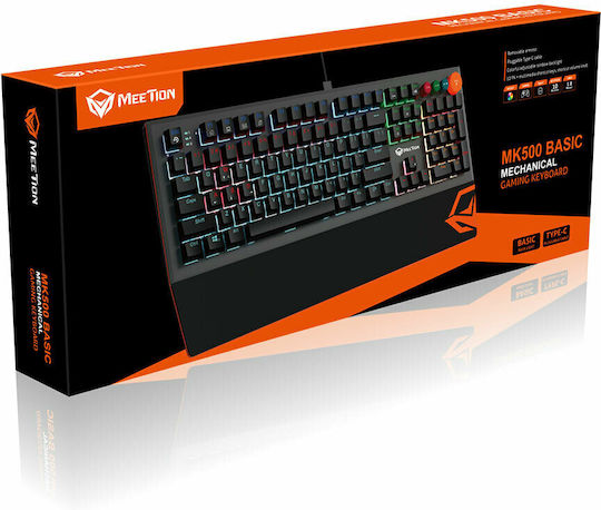 Meetion MK500 Gaming Μηχανικό Πληκτρολόγιο με Custom διακόπτες και RGB φωτισμό (Αγγλικό US)