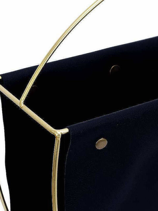Metallic Magazine Rack with Handle Black 41x13x40cm