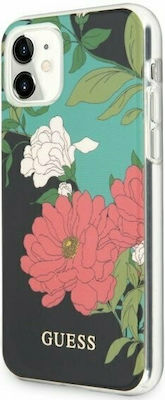 Guess Flower Collection Silicone Back Cover Black (iPhone 11)