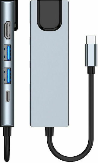 Tech-Protect V3-HUB v3 Hub 3 Porturi USB 3.0 cu Conectare USB-C Gri