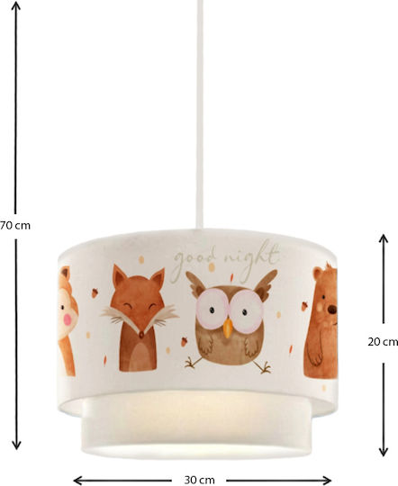 Megapap Peppa Einfaches Licht Kinderdeckenleuchte Deckenleuchte 60W mit Fassung E27 Animal Brown 30x20cm