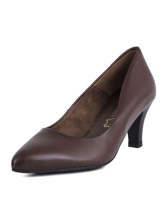 Leder Pumps mit Dünn mittelhohem Absatz tan