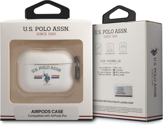 U.S. Polo Assn. Fl. Logo Collection Θήκη Σιλικόνης με Γάντζο σε Λευκό χρώμα για Apple AirPods Pro