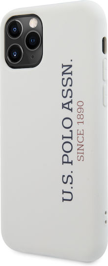 U.S. Polo Assn. Vertical Logo Umschlag Rückseite Silikon Weiß (iPhone 11 Pro)